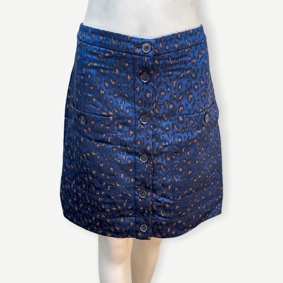 Banana‎ REPUBLIC blue leopard print skirt 10 - Picture 2 of 7